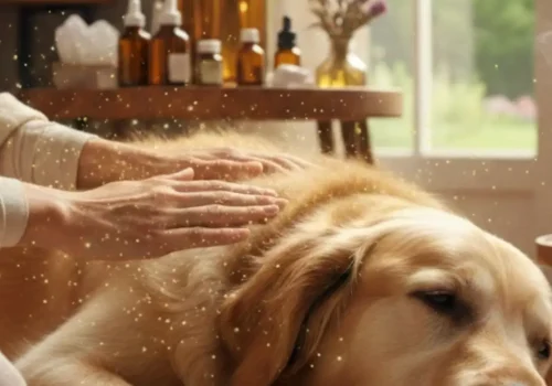 Operatore durante trattamento naturale dedicato al benessere degli animali